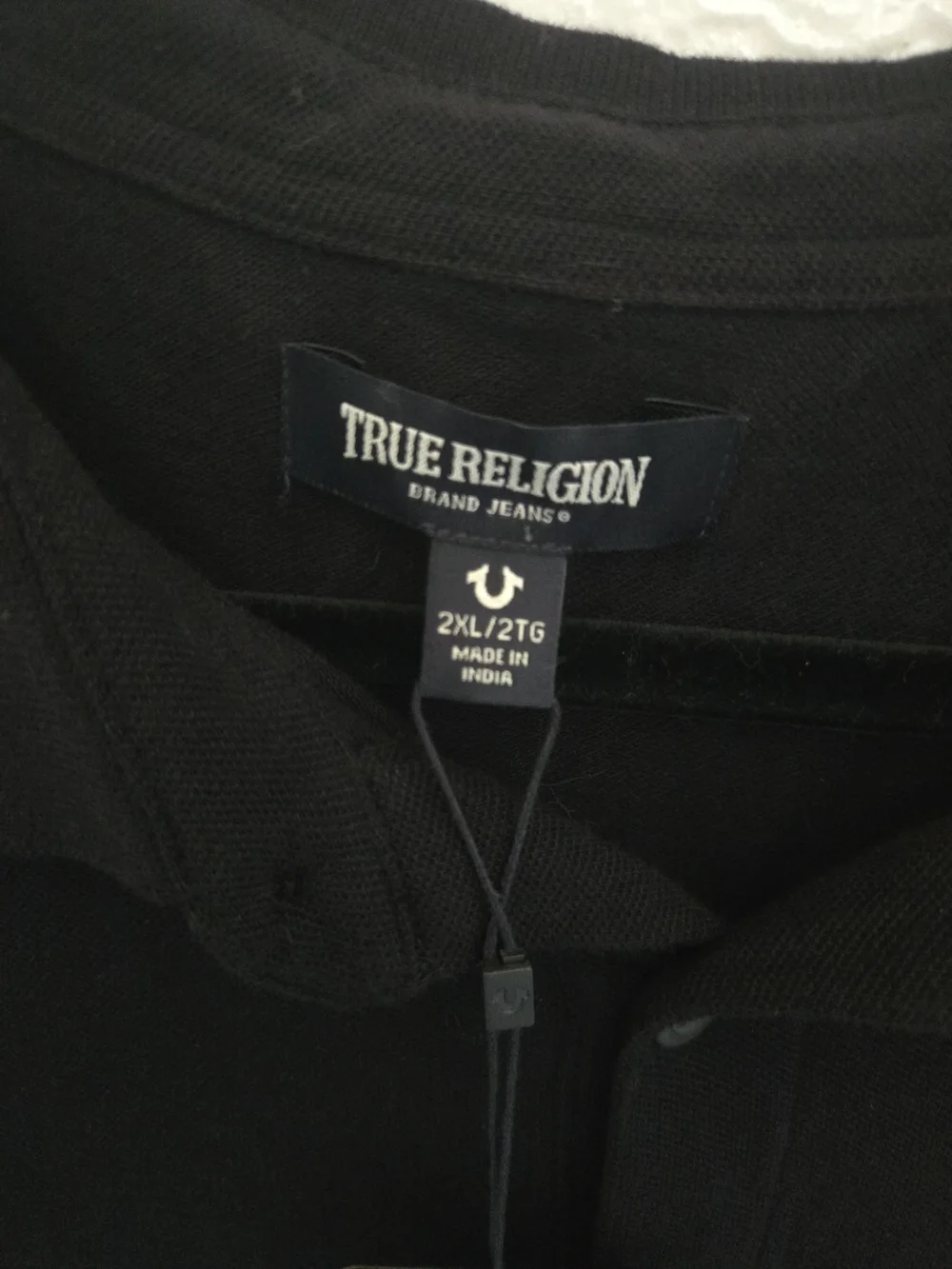 True Religion Black Polo with Red & Gold Embroidered Patches